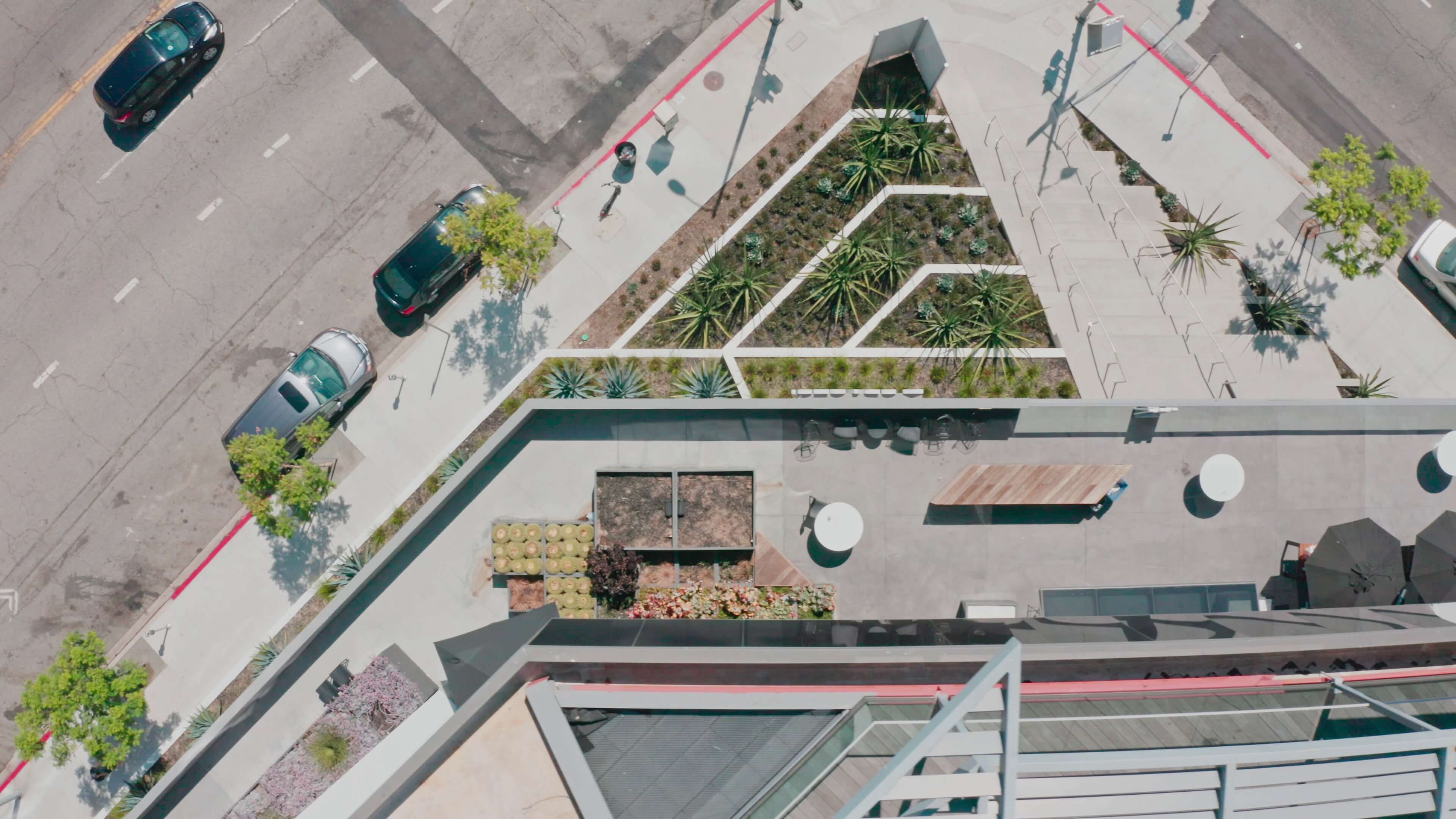 Aerial view of the triangular corner at Vine and Yucca streets at 1800 Vine St